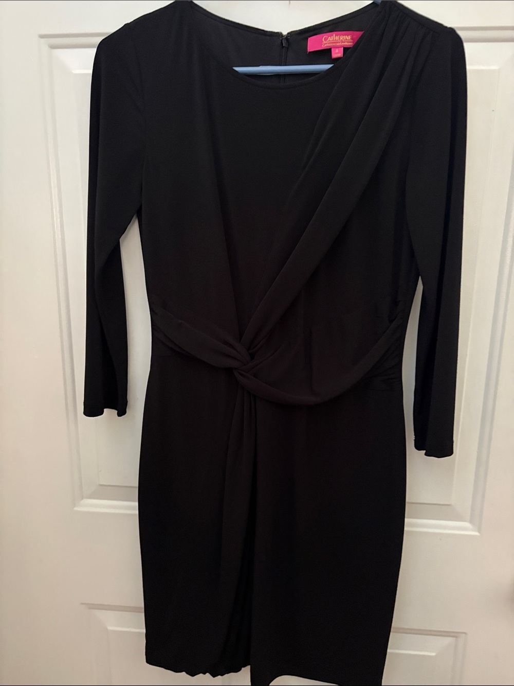 Catherine Malandrino Black Twist-Knot Long Sleeve Dress